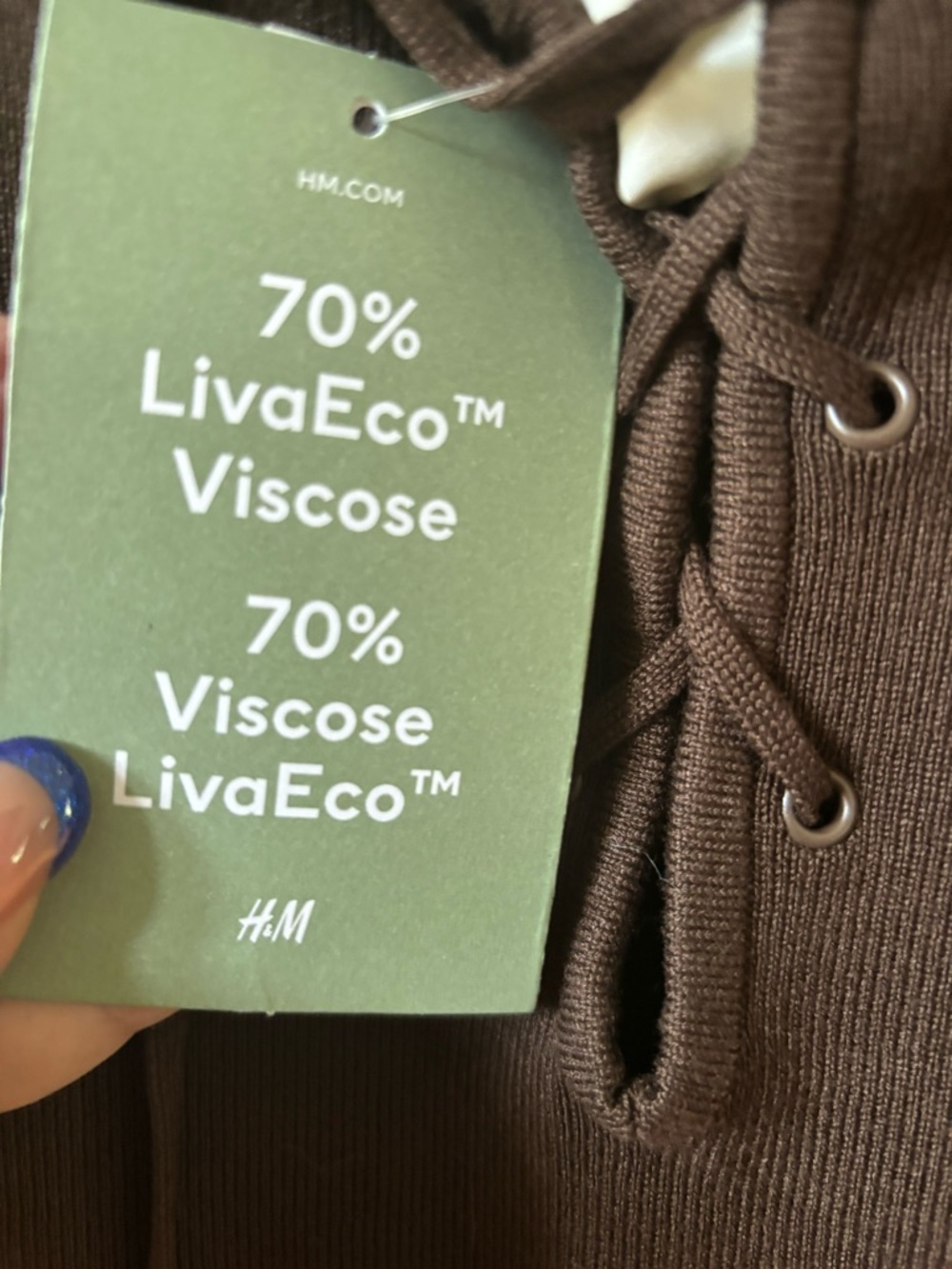 H&M Brown Ribbed Lace-Up Maxi Dress - Picture 5 of 7